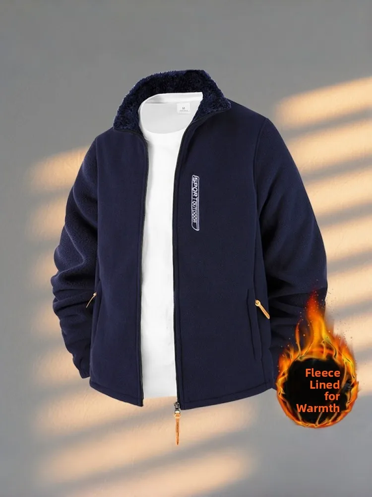 Chaqueta de Invierno Gusen Leopard para Hombre, Forrada de Felpa, Corte Holgado, Cuello Alto, Abrigo Cálido de Piel Sintética...