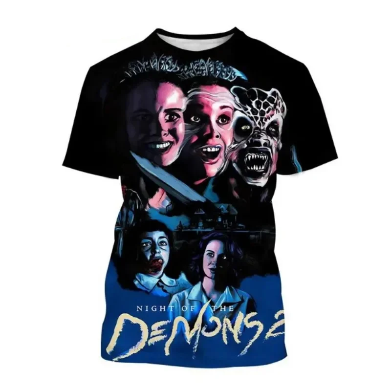 Night of the Demons 3D Print T-Shirts Streetwear Horror Movie Men Women Fashion Short Sleeve T Shirt Kids Tees Tops Clothing