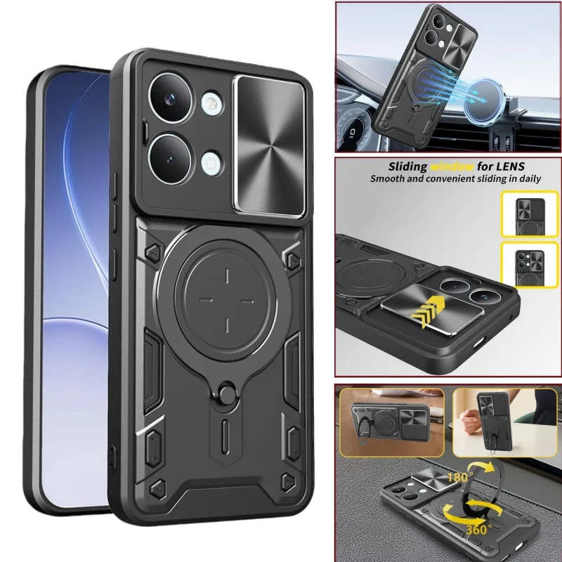 For Poco X8 Pro Max 5G Case Shockproof Armor Magnetic Holder Ring Case For Xiaomi PocoX8 Pro X8Pro Max Slide Lens Protect Cover