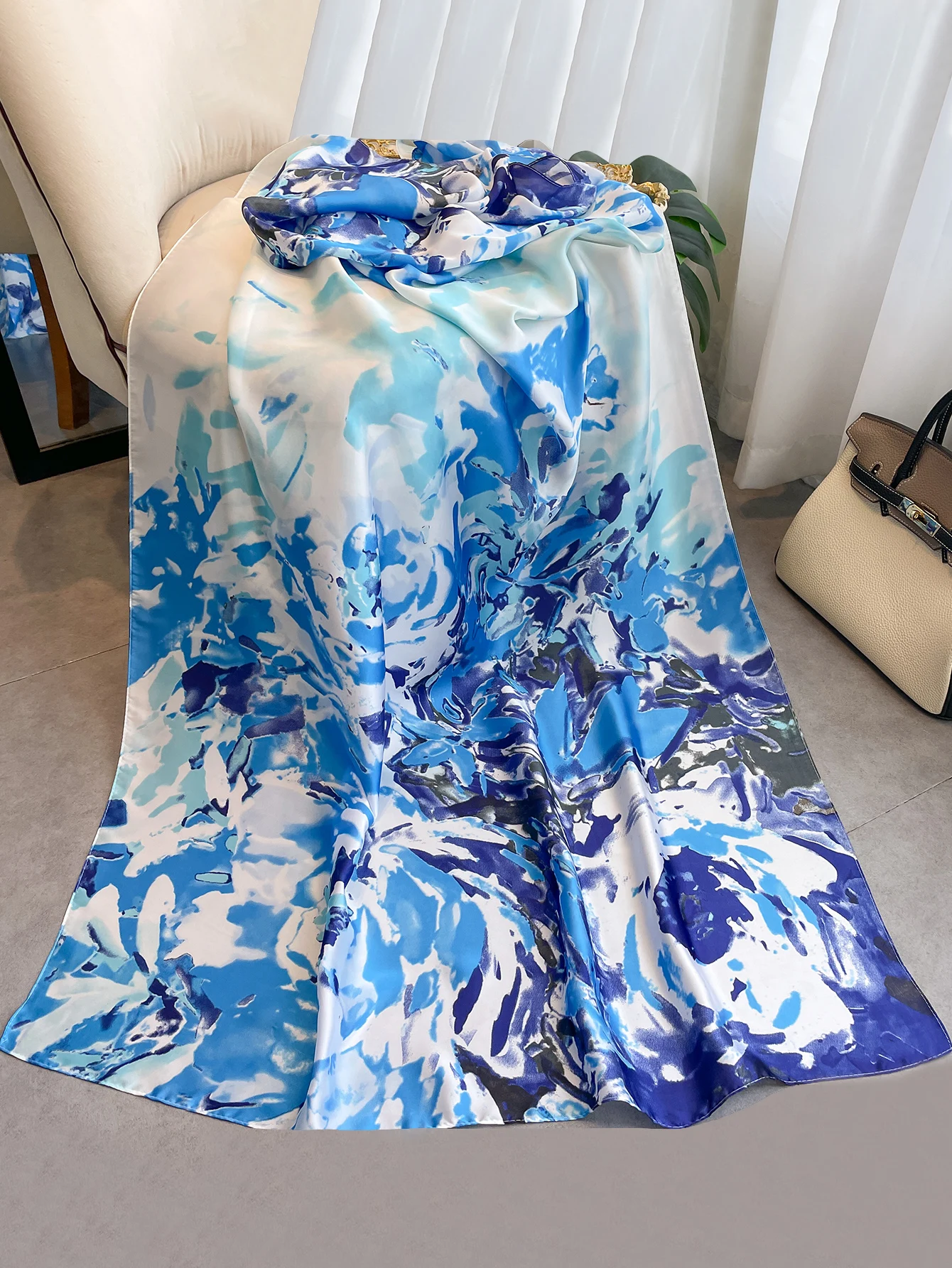 2024 180*90cm Luxury Brand Women Summer Silk Scarves Shawl Lady Wrap Soft Female Europe Designer Beach Bandanna