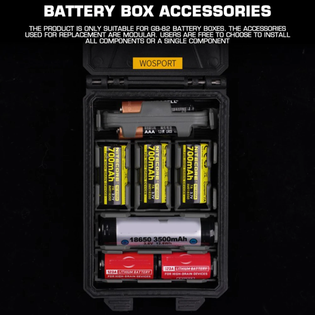 Caja de batería Modular táctica, accesorios, organizador de batería, almacenamiento de batería, inserto de batería para baterías AAA 18650 18350 CR123A