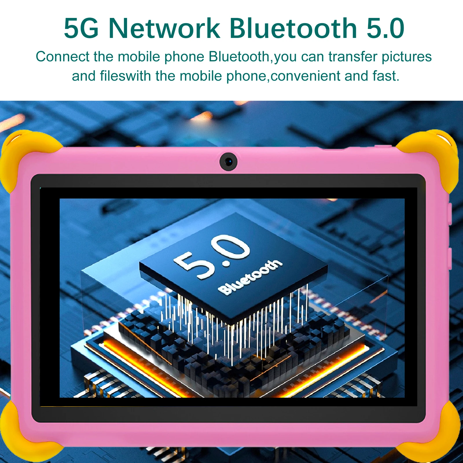 5G Wi-Fi 7 inch kindertablet 4 GB RAM 64 GB ROM 4000 MAH batterij Dubbele camera Kinderen Android 13 Cadeau Kinderen leren wifi-tablets PC