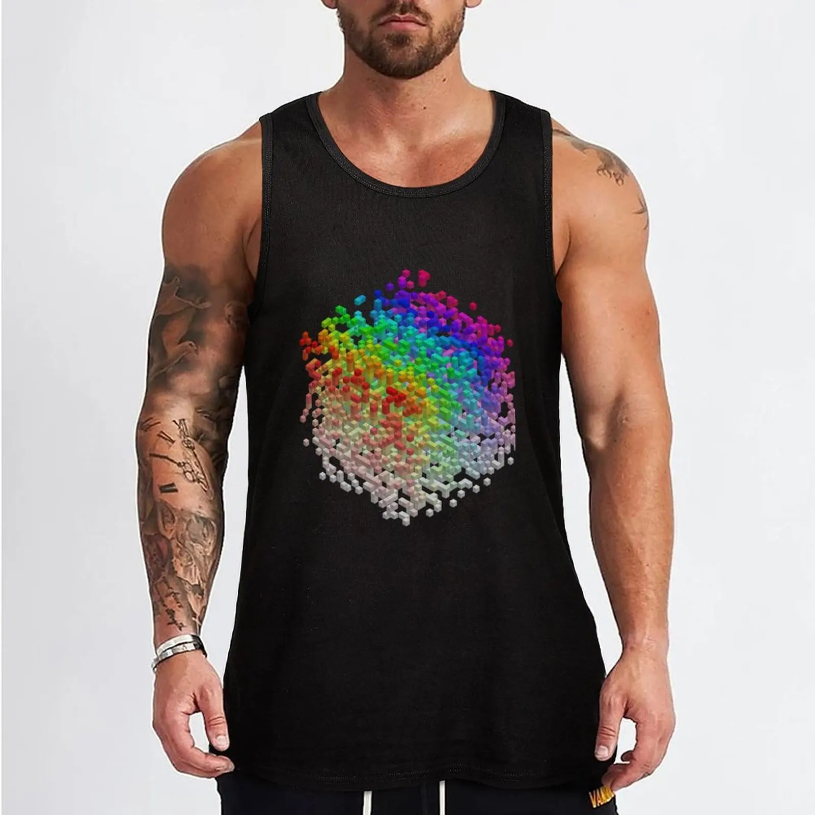 Rainbow Cubes Tank Top man vest summer clothes man 2024 running shirt underwear Gym clothes