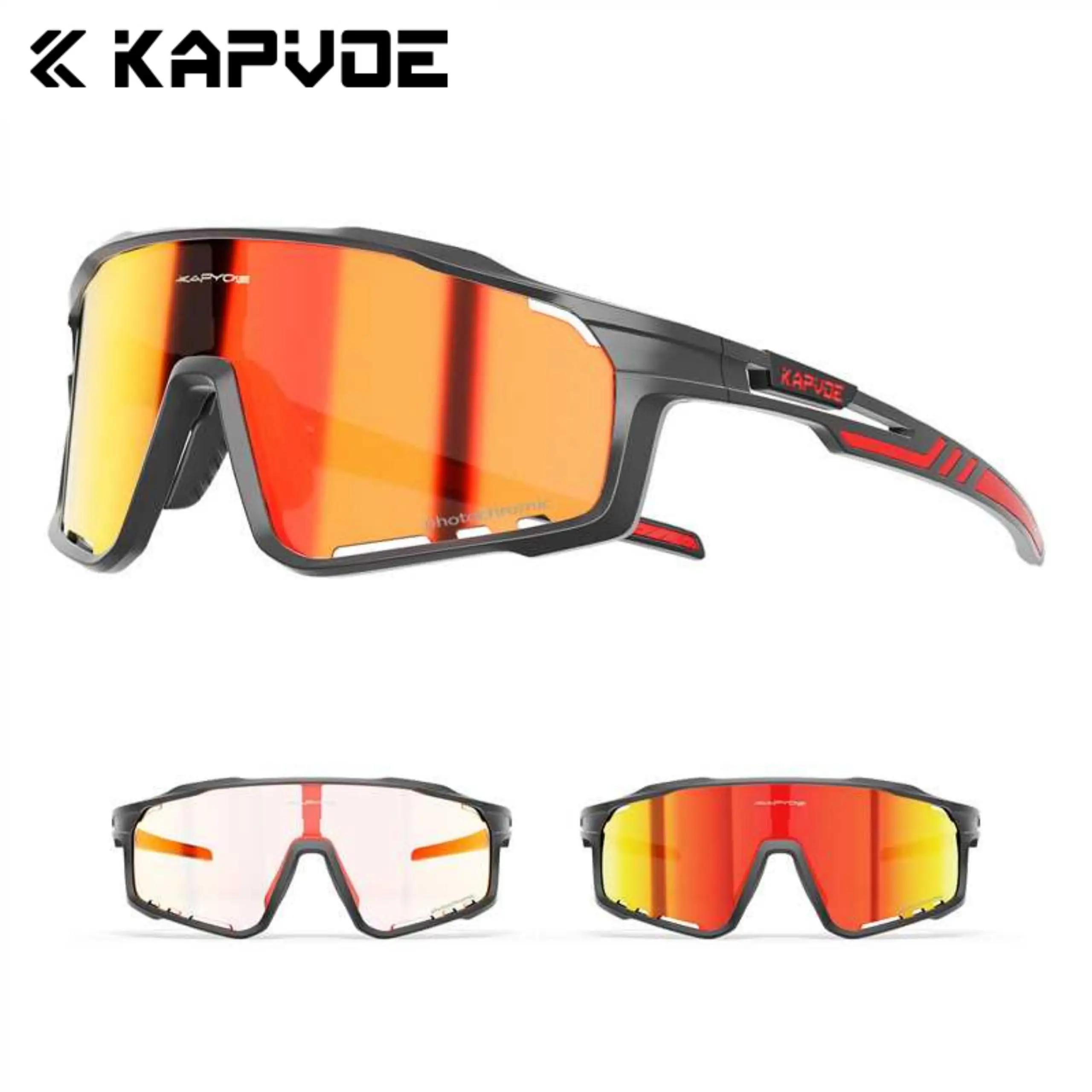

Kapvoe New Outdoor Photochromic Sunglasses Road Cycling Glasses Bike Bicycle Men Women Sports Hiking Mountain Bike UV400 Goggles