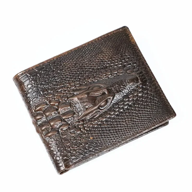 Crocodile Pattern Wallet Men Genuine Leather Small  Short Men Wallets Credit Card Holders Coin Pocket Purse Alligator