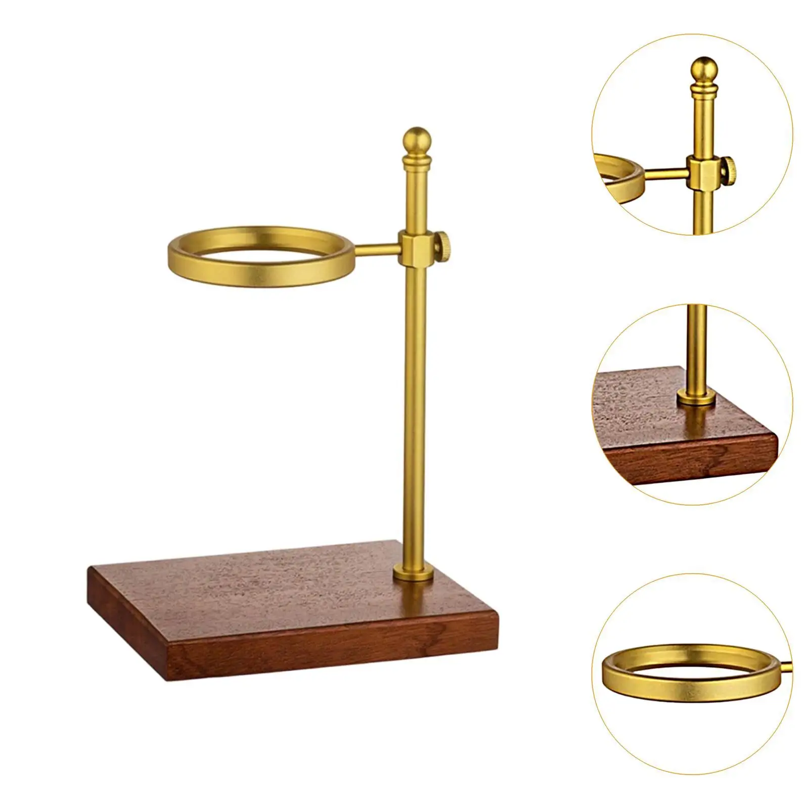 Adjustable Height Coffee Dripper Stand Metal Wood Barista Brewing Station for Portable Coffee Maker