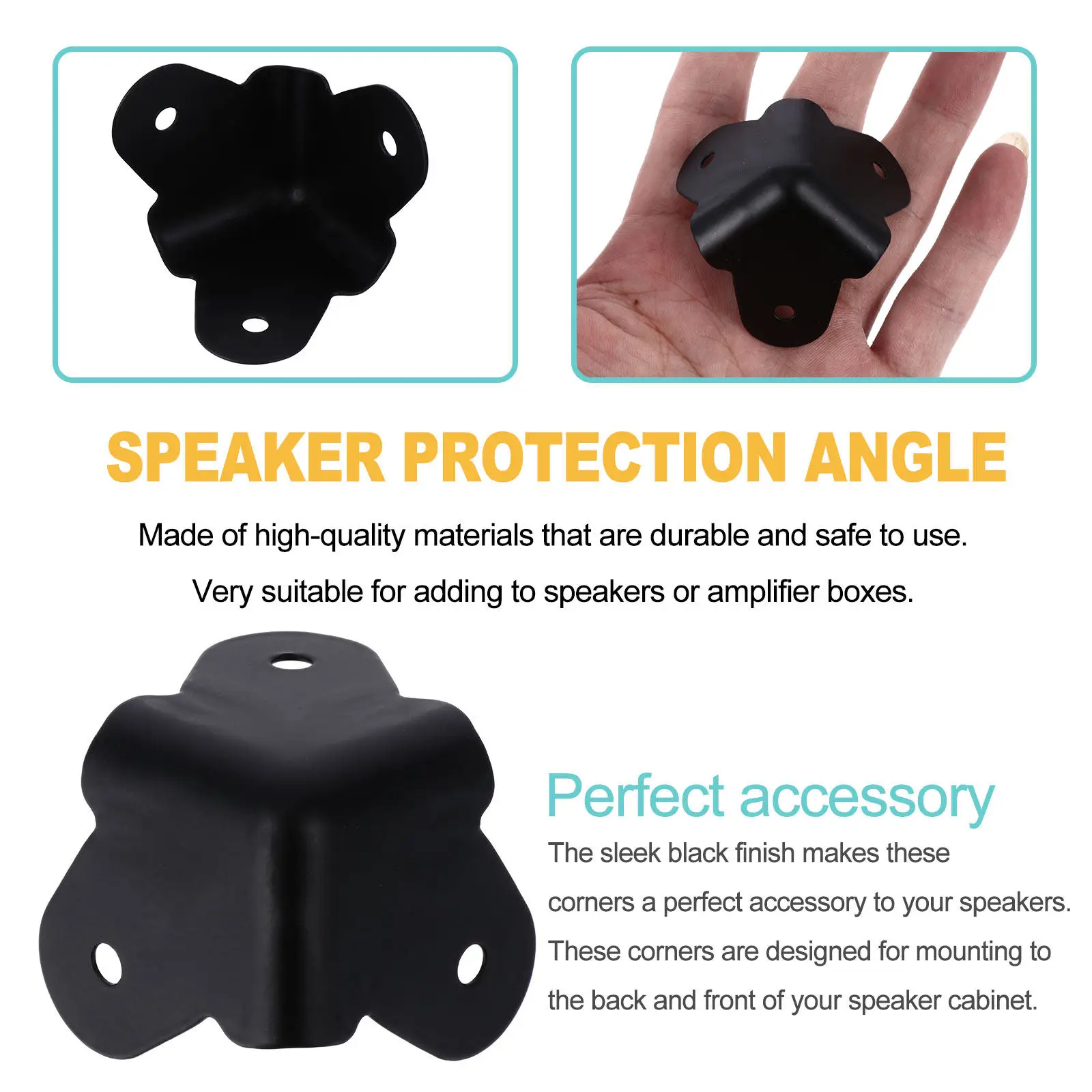 16Pcs Speaker Cabinet Corner Protector Black Metal Rounded Covers Replacement for Amp Speaker Boxes Cabinet Guard Protector