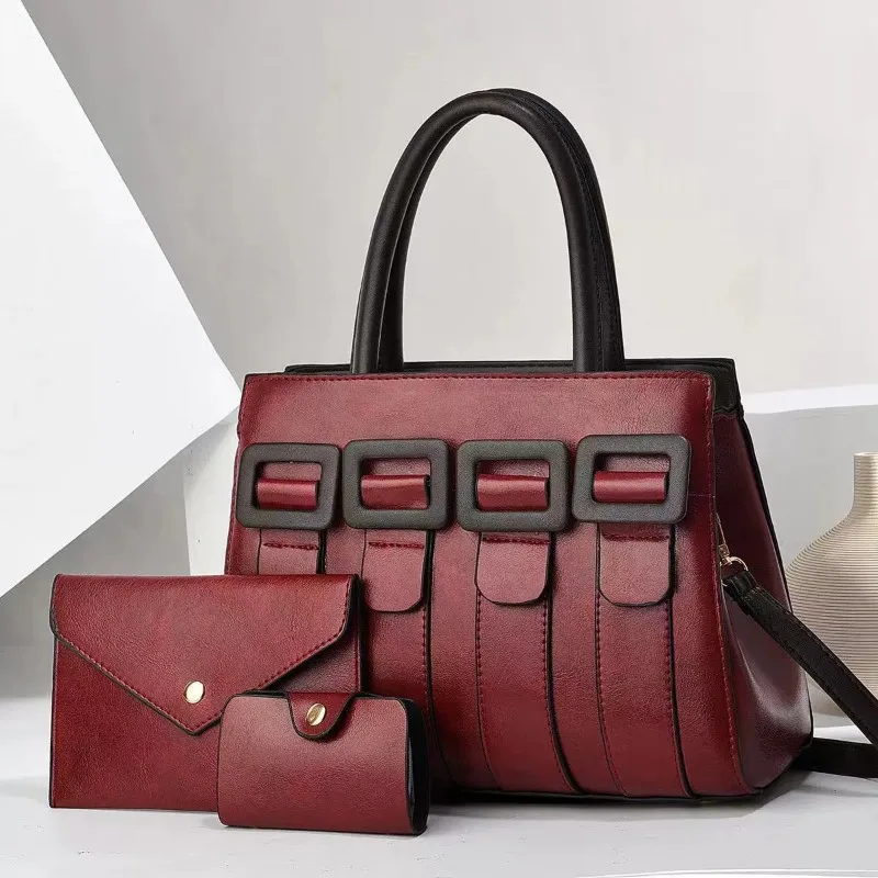 

Fashionable Women's Crossbody Bag 3Piece Set Handbag Shoulder Bag PU Leather Vintage Style Square Shape Zipper Casual Tote Bags