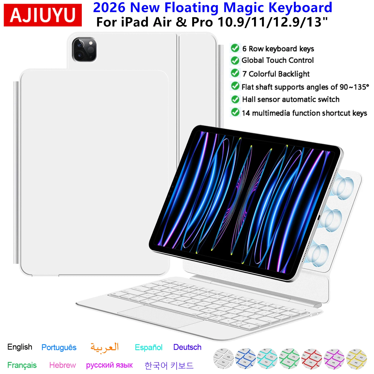 2026 Gen 2 Magic Keyboard For iPad Air 11 13 M4 M3 Air5 4 Funda iPad A16 Pro 11 13 M5 M4 12.9 Magnetic Case Smart Keyboard Folio
