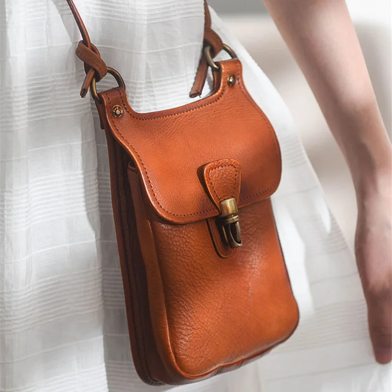 Luxury natural genuine leather ladies mini messenger bag fashion weekend daily real cowhide women's small phone shoulder bag