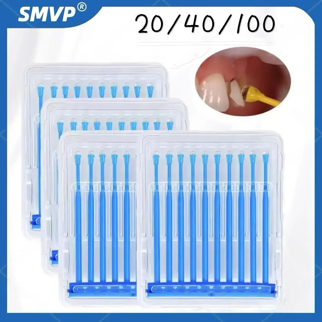 20pcs Dental Adhesive Tip Applicator for Tooth Crown Porcelain Veneer Disposable Health Care Dental Sticks Brush Dental Material