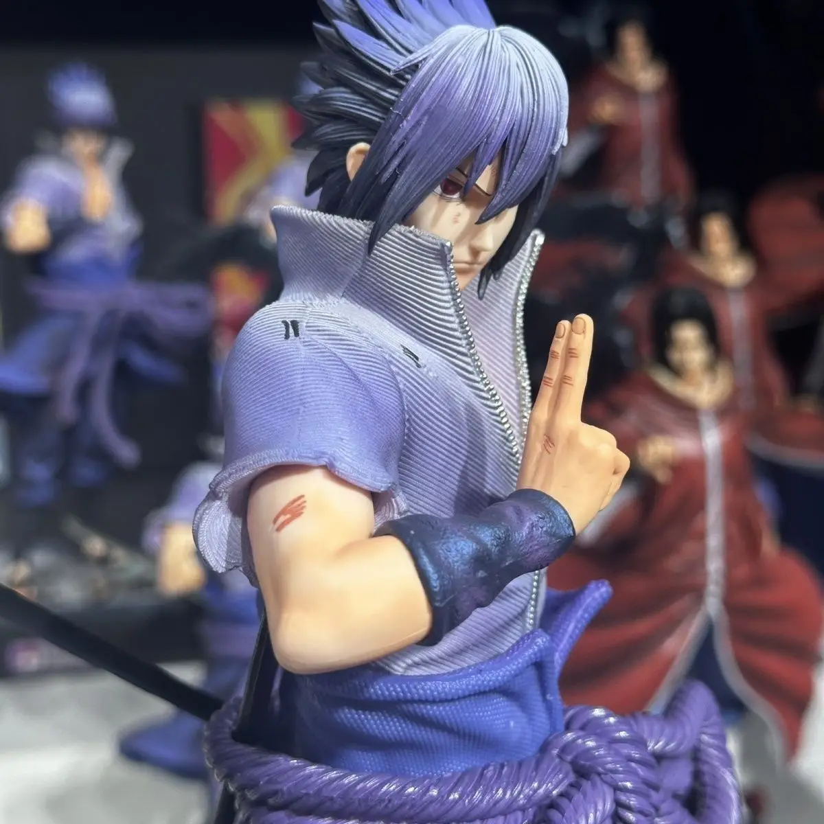 33cm Naruto Uchiha Sasuke Anime Figure GK Double Head Carving Collectible Decor Desktop Ornament Statue Model Toy Fans Gift - view 3