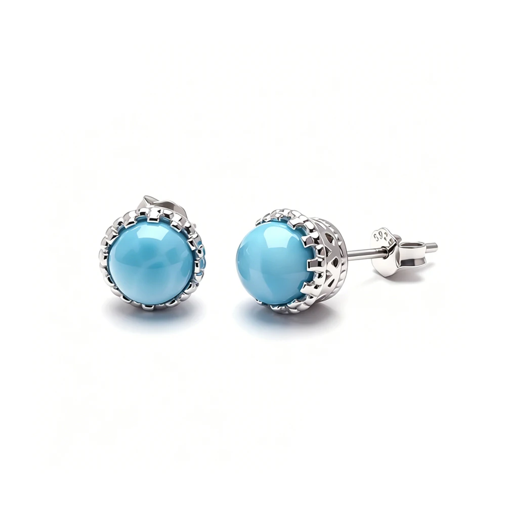 Simple Natural Blue Larimar Earring Sterling 925 Silver High Quality Larimar Fine Jewelry Women Wedding Party Gift