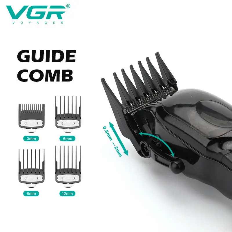 Original VGR Professional Hair Trimmer For Men Adjustable Body Beard Hair Clipper Electric Rechargeable Haircut Machine Barber