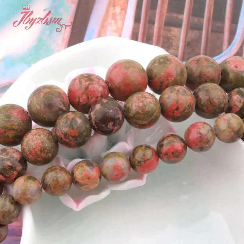 4/6/8/10 مللي متر الجولة السلس الطبيعي Unakite حجر الخرز ستراند 15 بوصة ل قلادة أساور صنع المجوهرات DIY بها بنفسك فضفاض الخرز #6