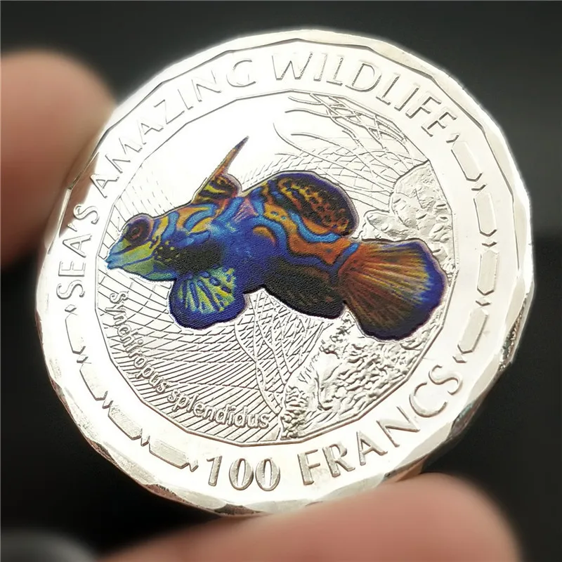 2015 Sea's Amazing Wildlife 100 Francs Silver Badge Republique Du Burundi Colorful Frog Painted Commemorative Coins