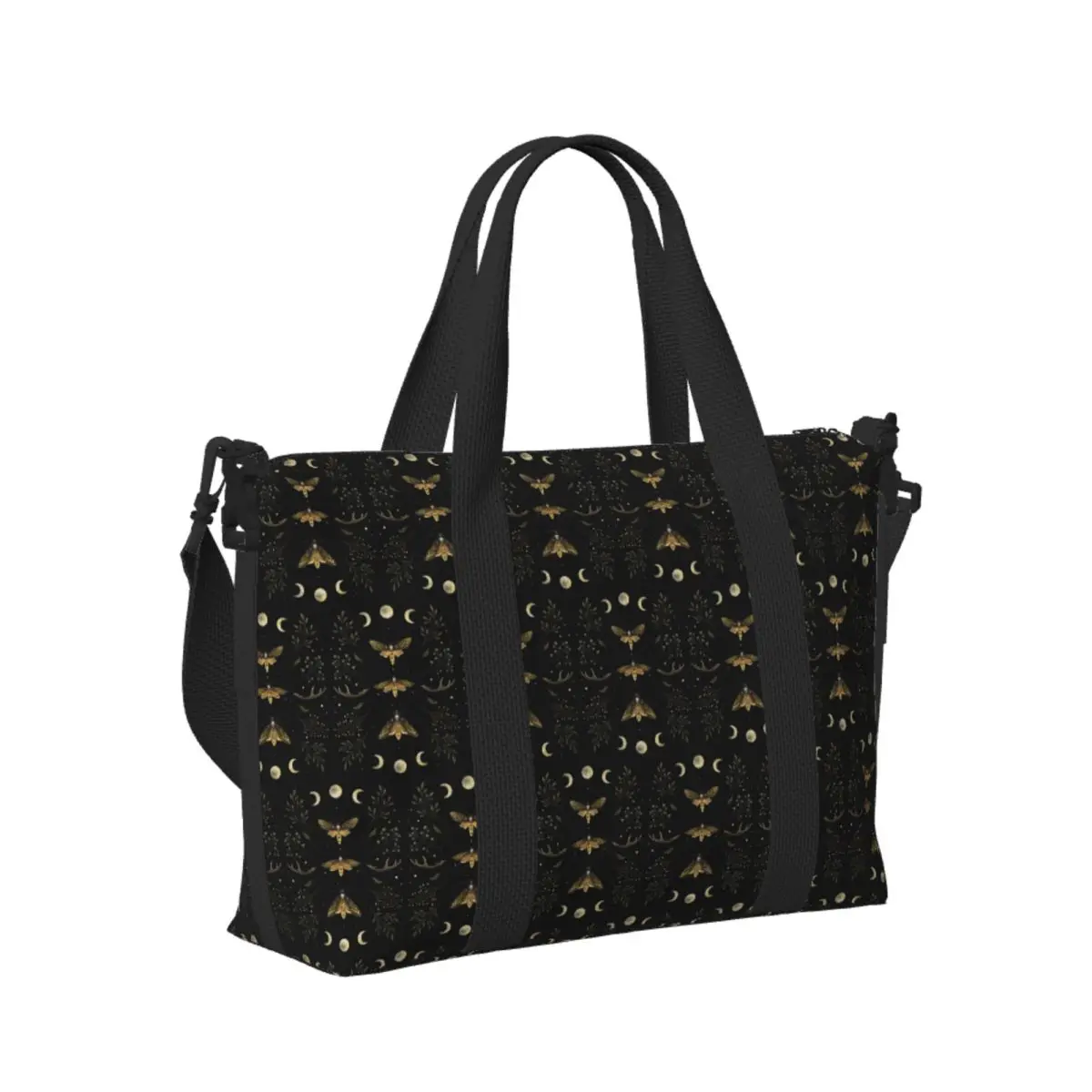 

Custom Death Head Moths Night Beach Travel Bag Large Capacity Tote Bags for Gym Sport Women Shopping Duffle Shoulder Bag