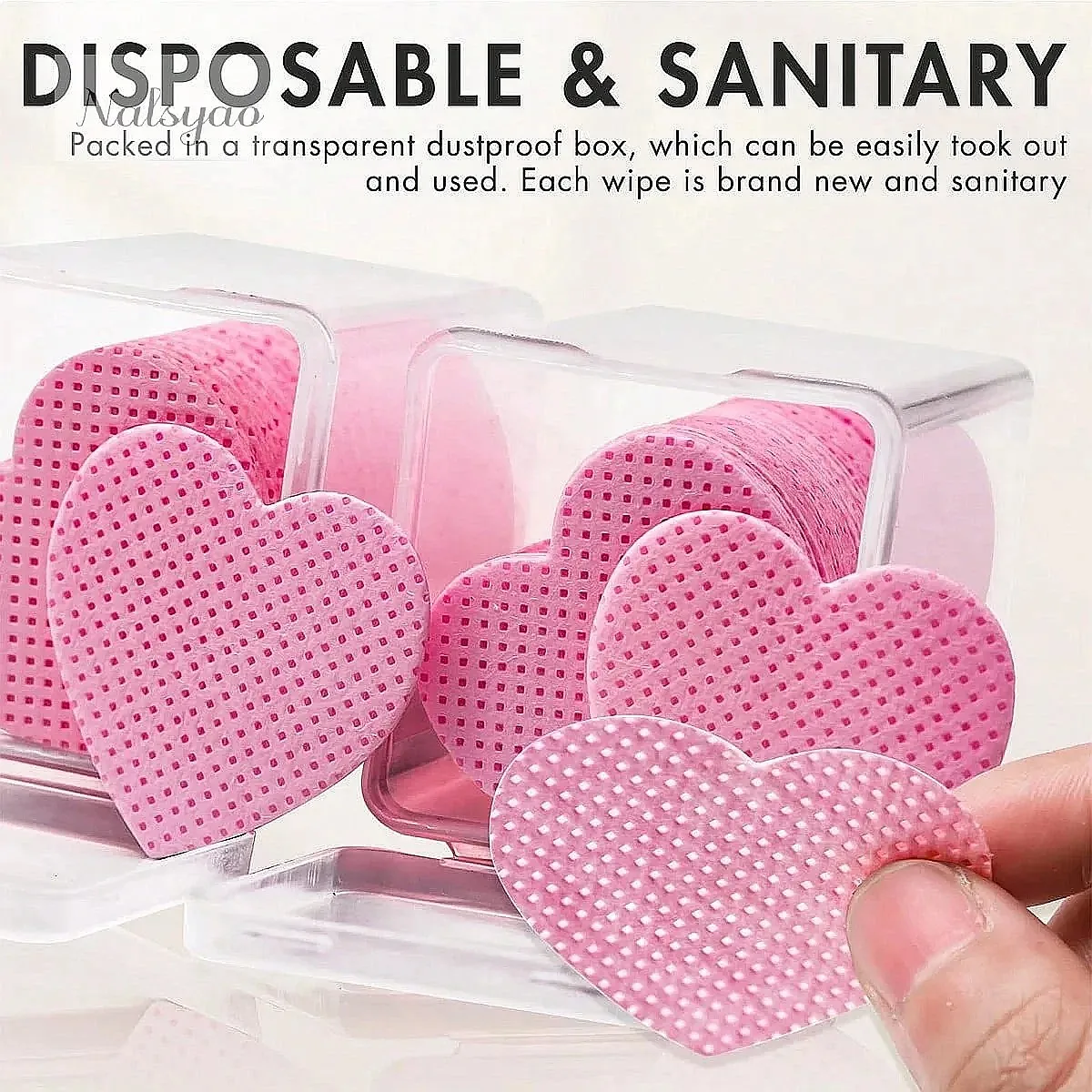 Nalsyao 200Pcs Lint Free Nail Wipes Eyelash Extension Glue Cleaner Non-Woven Fabric Nail Gel Remover Cotton Pad