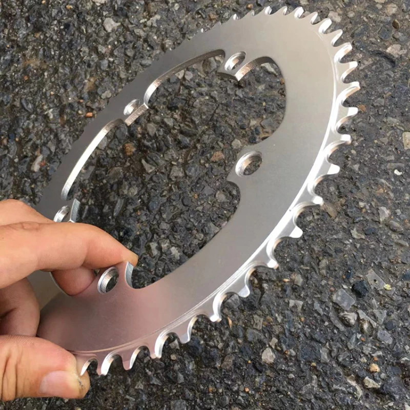 Road Bike 130BCD Thickened Chainring 50T Narrow Wide 8/9/10/11 Positive and Negative TeethPositive Sandblasting Silver