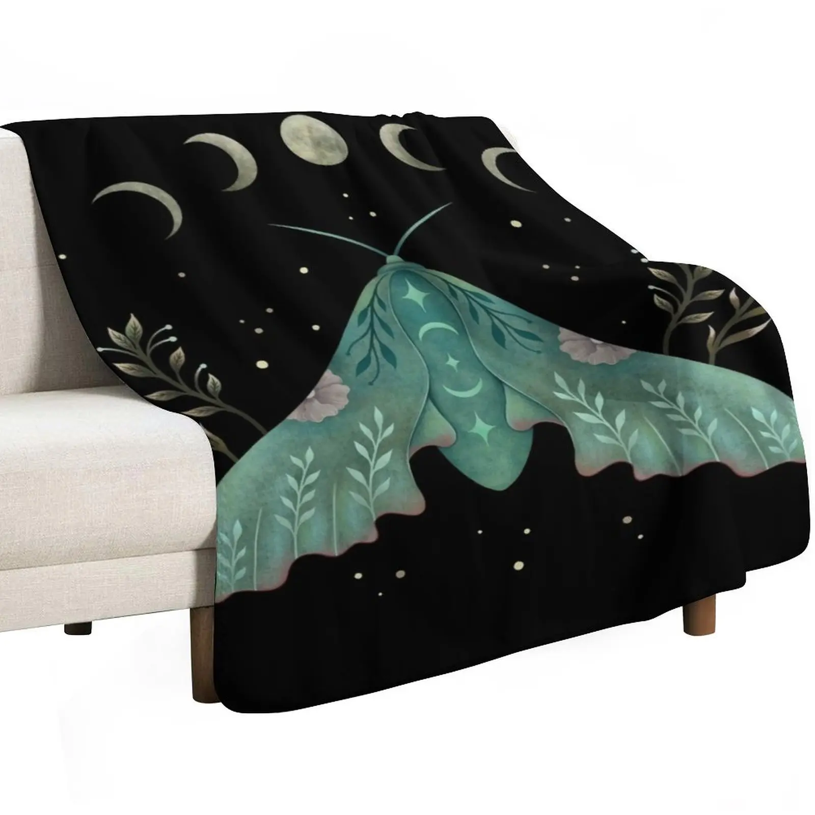 Luna and Moth Throw Blanket Single christmas decoration Fashion Sofas decorative Comforter Bed covers Blankets