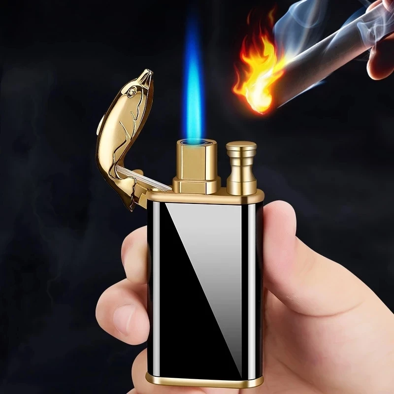 Creative Dragon Double Fire Lighter Jet Flame Open Fire Conversion Windproof Gas Lighter Smoking Personalized Gift For Boyfriend