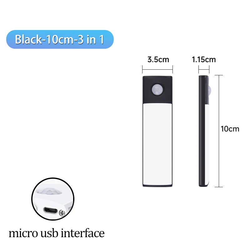Kast Licht USB Oplaadbare Bewegingssensor Led Drie Kleuren In Een Lamp Voor Keuken Garderobe Binnenverlichting 10/20/30/40/50cm