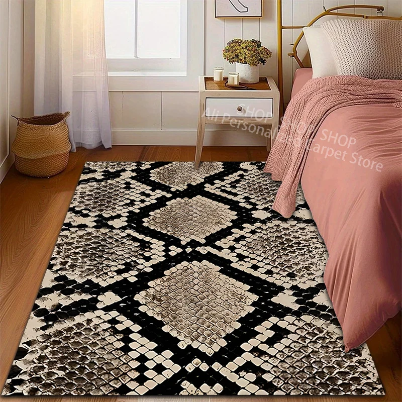 1PC Classic Snakeskin Pattern Carpet for Living Room Bedroom Sofa Home Decor Non-slip Floor Mat Large Size Modern Home Decor