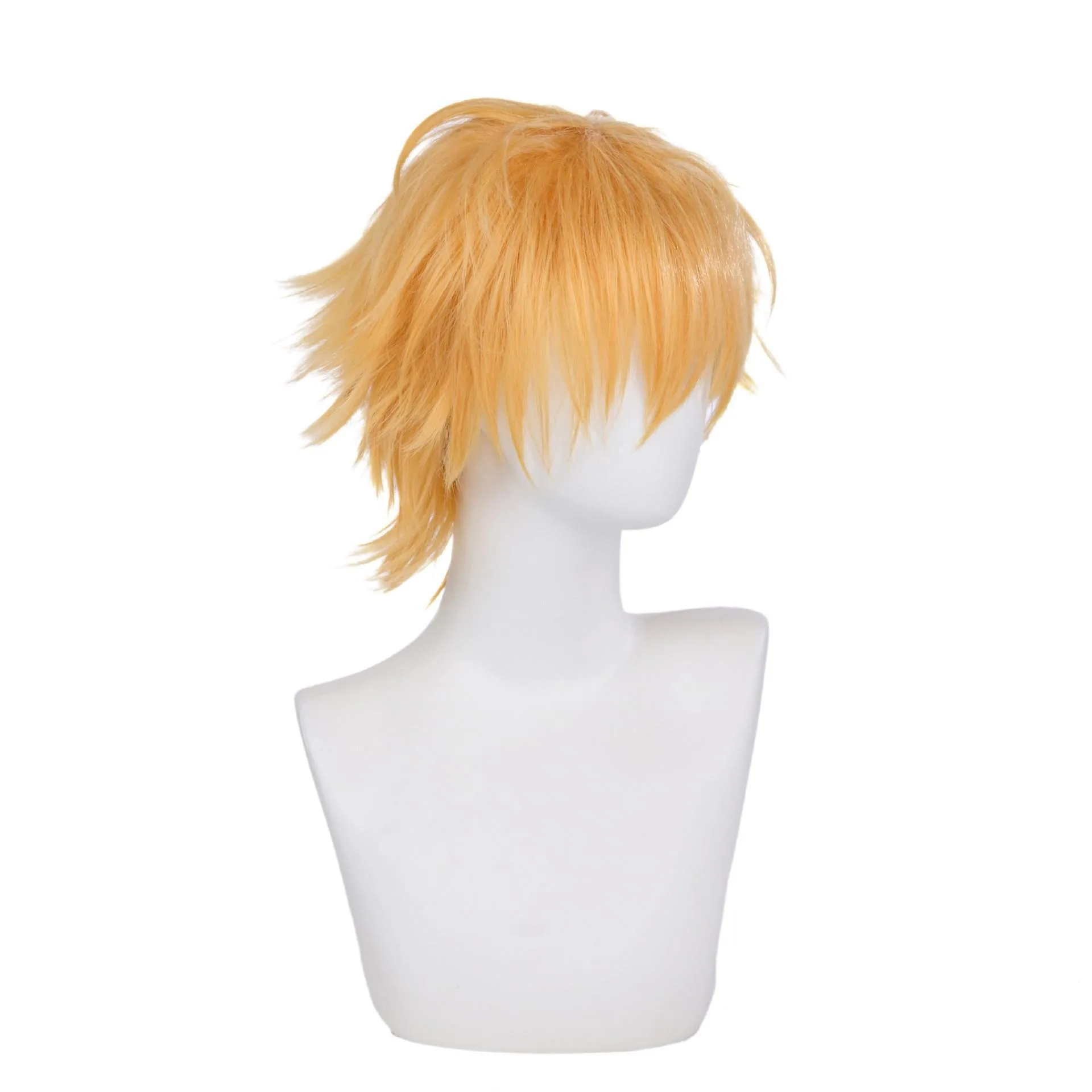 AiQi Animation COS Male Denji Wig Chainsaw Man Cosplay Golden Yellow Short Curly Wig Cap