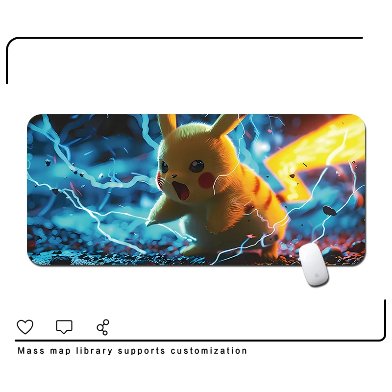 Alas Mouse Pikachu Kulit Keren Alas Meja Anime Pokémon Kulit Anti-selip Alas Keyboard Tahan Air Aksesori Komputer PC Gamer