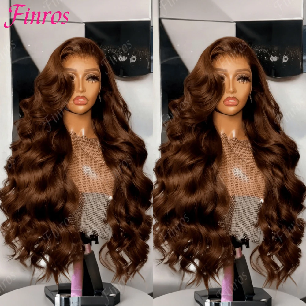 

30 36 Inch Chocolate Brown Lace Front Wig Body Wave Wig 200% Density Human Hair Wigs 13x4 13x6 HD Lace Frontal Wig for Women