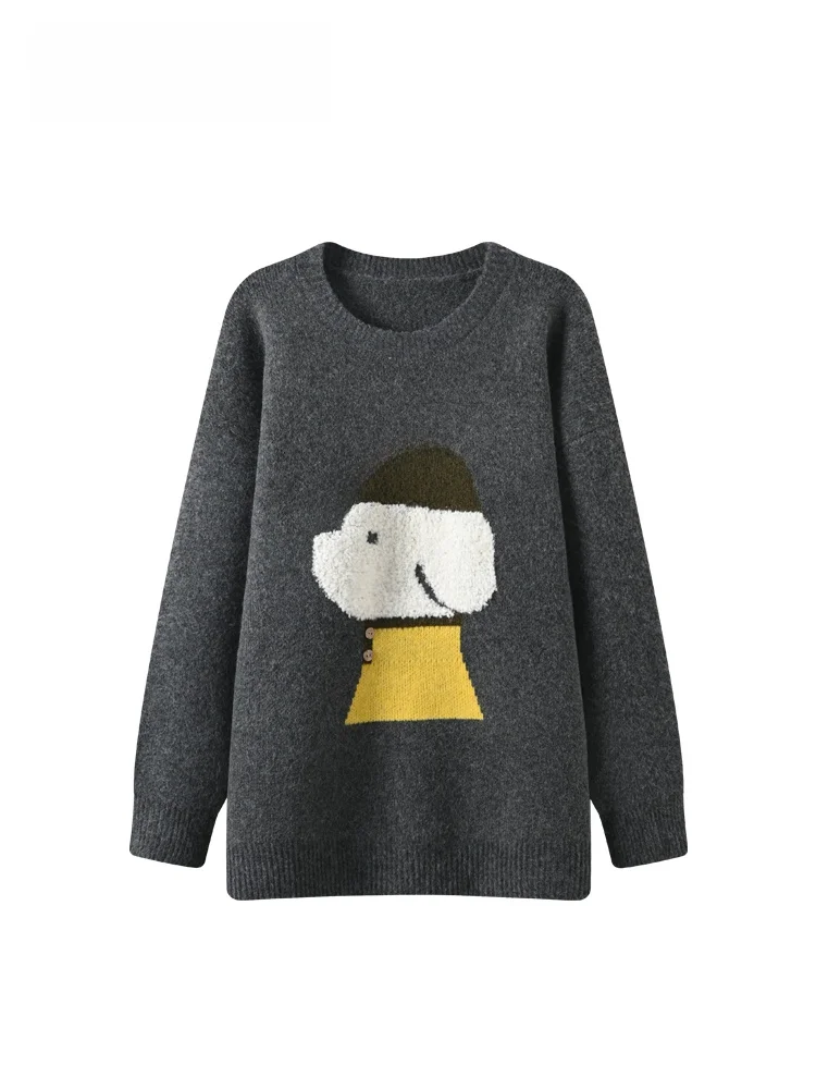 

plus Size Women's round Ne Long Sve Sweater Lazy Sle Faionable Top for Autumn Winter Thiened Polyester Fiber