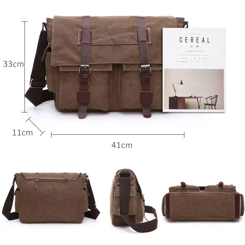 Bolsos de mensajero Retro para hombre, bolsos de lona Vintage, bolso de viaje de trabajo de ocio, bolsos cruzados de negocios, maletín para hombre