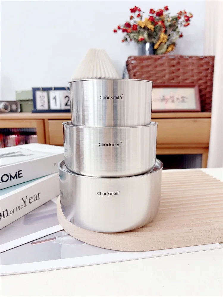 

Thiened 304 Stainl Steel Bowl with Lid Small Sted Egg Bowl Flat Bot Soup Bowl Children Thiened Soup Bowl Soup Pot