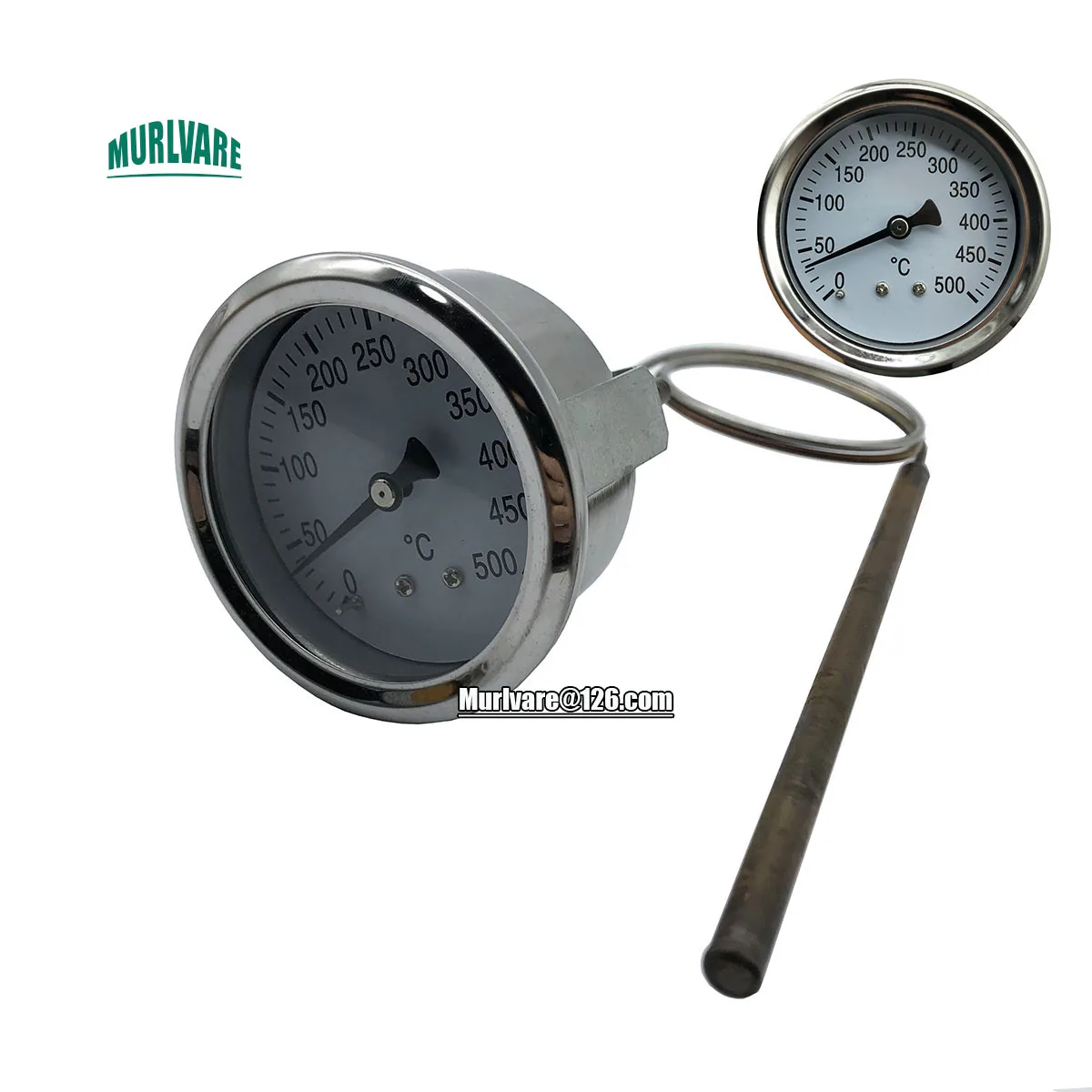 Pizza Oven Spare Parts High Temperature Circular 0-500 Degrees Thermometer 0°-500° Temperature Gauge With Probe