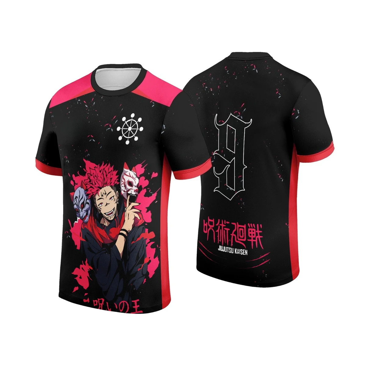 2026 Neuer Jujutsu Kaisen Sukuna # 9 T-Shirt, 3D-Druck, Retro-Streetwear, übergroß, locker, lässig, Polyester, Fußballtrikot, Unisex, Y2k