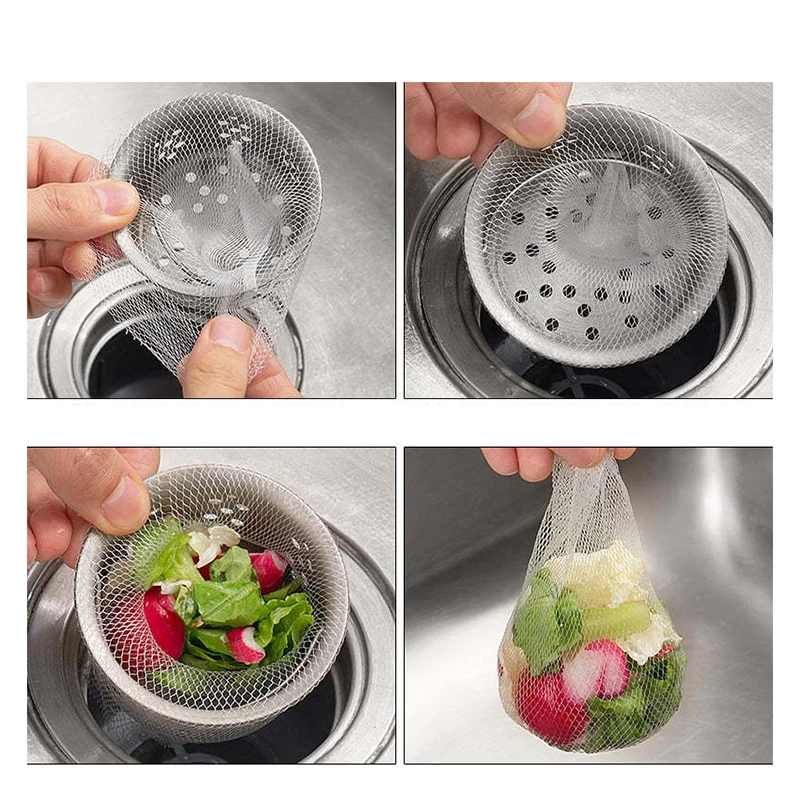 Sewer Strainer Disposable Kitchen Sink Strainer Bag Sink Hair Rubbish Storage Mesh Bag