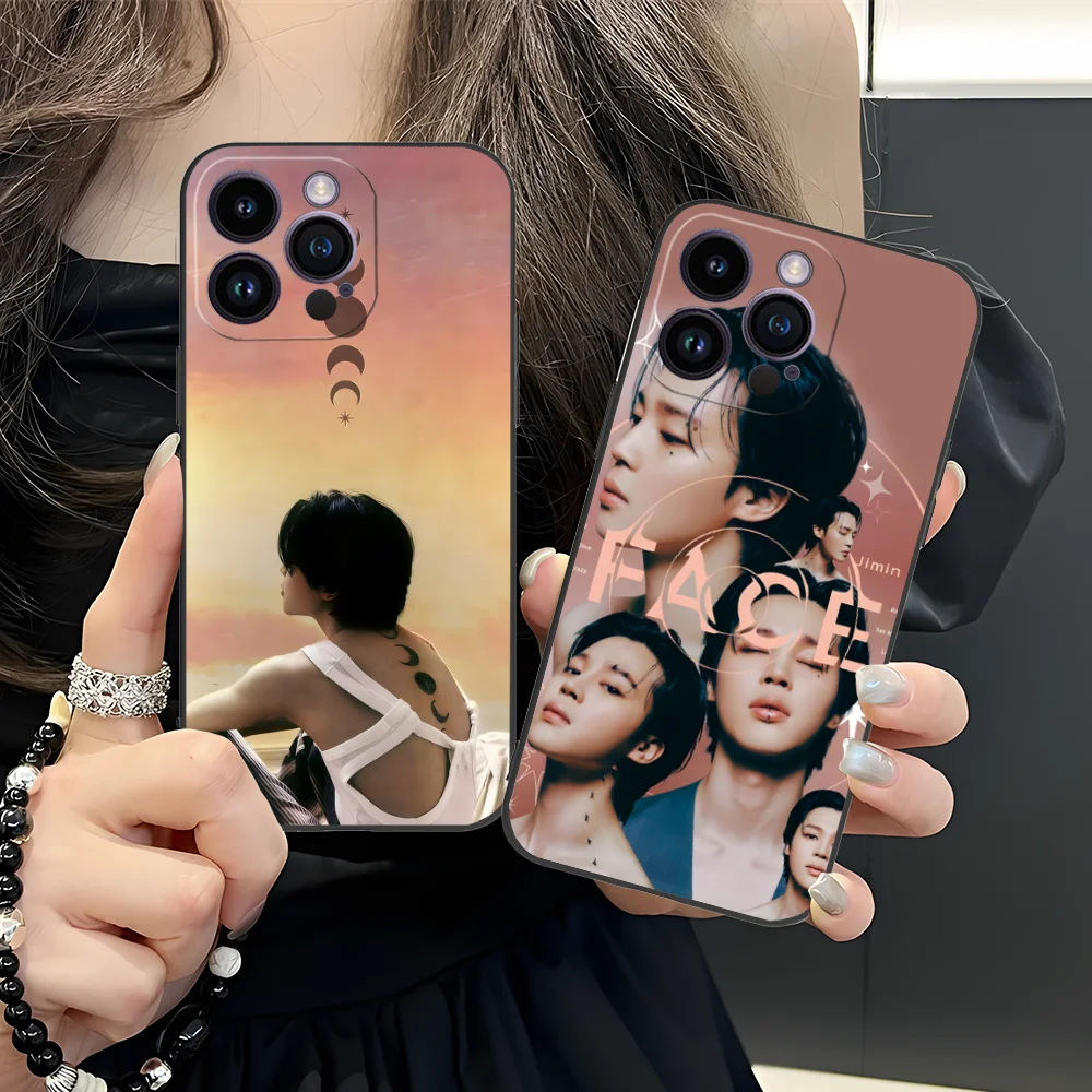 Cute J-Jimin Phone Case for iPhone 16 15 14 13 12 11 X XR XS 8 7 Pro Max Plus Mini Black Cellphones Smartphone Cover