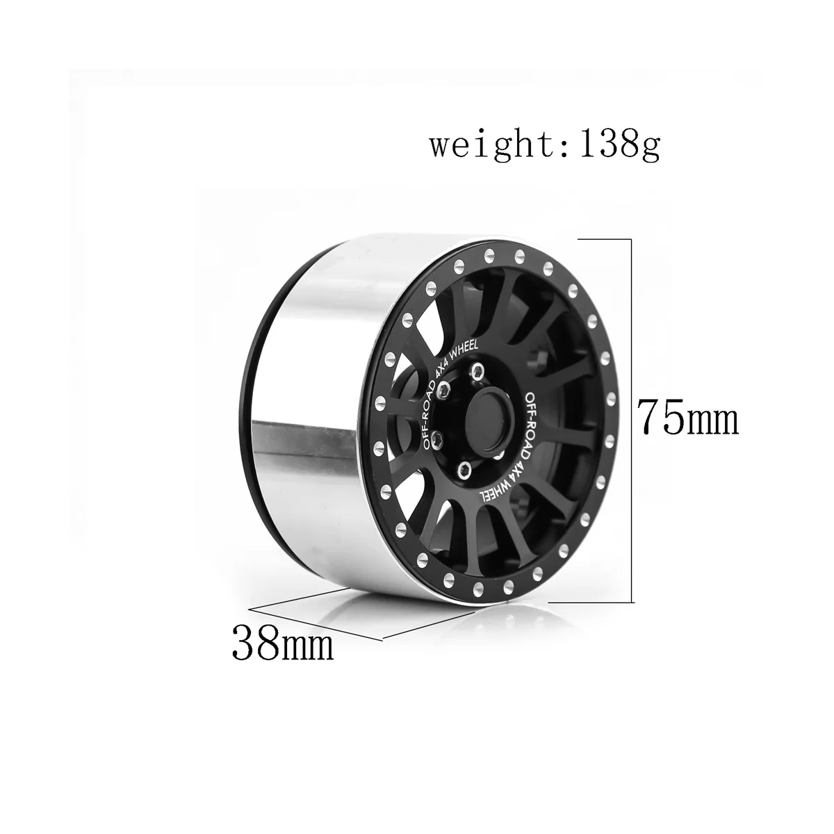 4Pcs 2.6 Inch Metal Beadlock Wheel Rim Hub for 1/8 1/10 RC Crawler Car TRAXXAS TRX4 Axial SCX10 Wraith RR10 Capra,Black