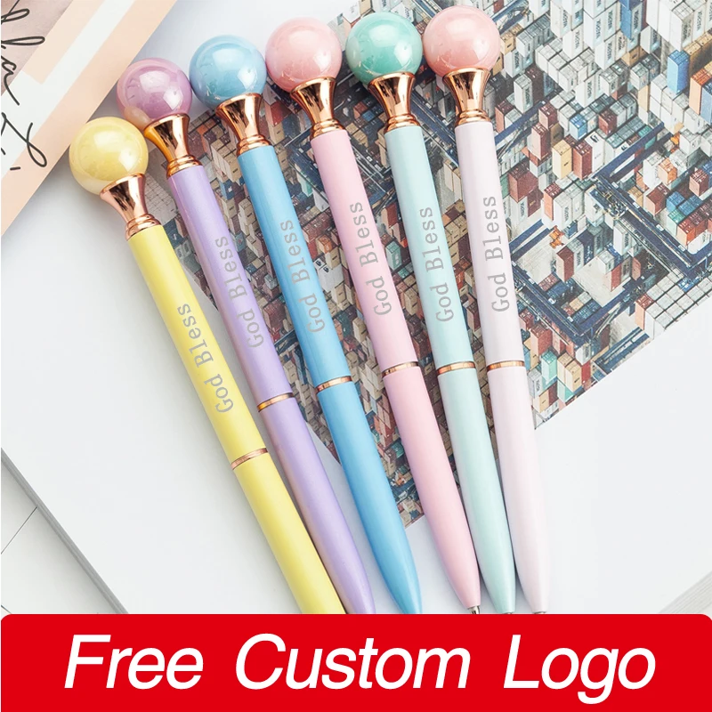 5pcs Rotating Metal Ballpoint Pens Cute Multi-color Signature Pen Engraving Logo Neutral Advertising Pen Student  Stationery