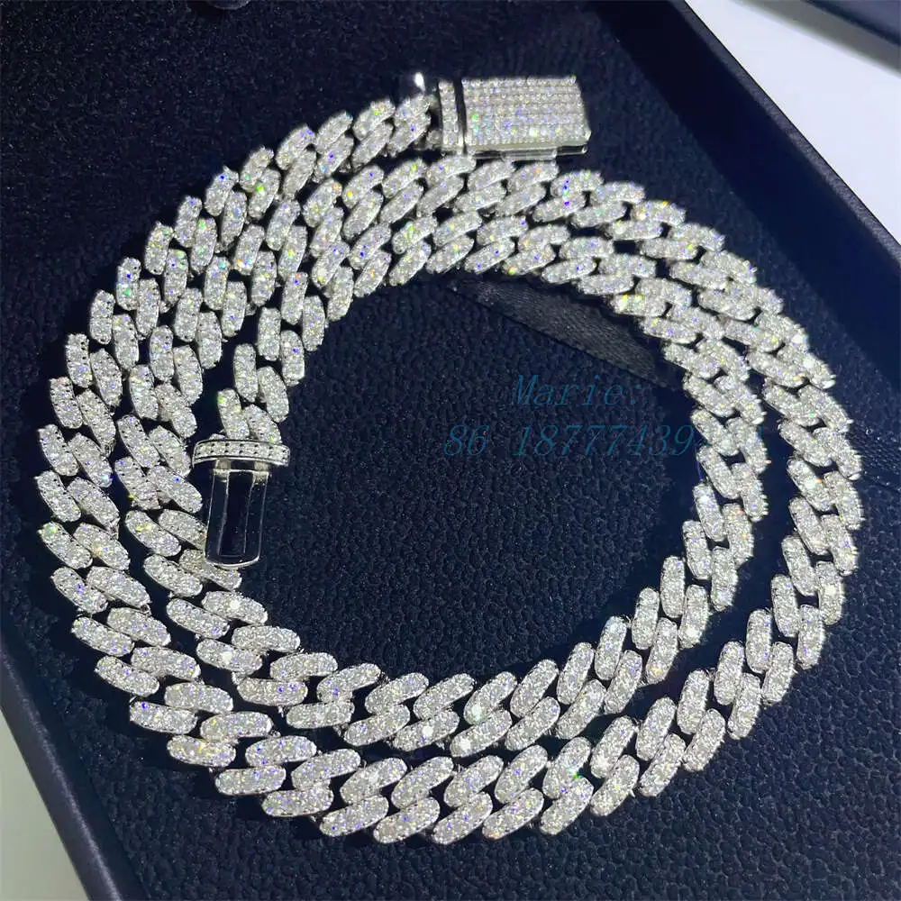 Custom Hip Hop Jewelry Cuban Chain for Women Luxury Moissanite Diamond Cuban Link Custom Hip Hop Necklace Pass Diamond Test