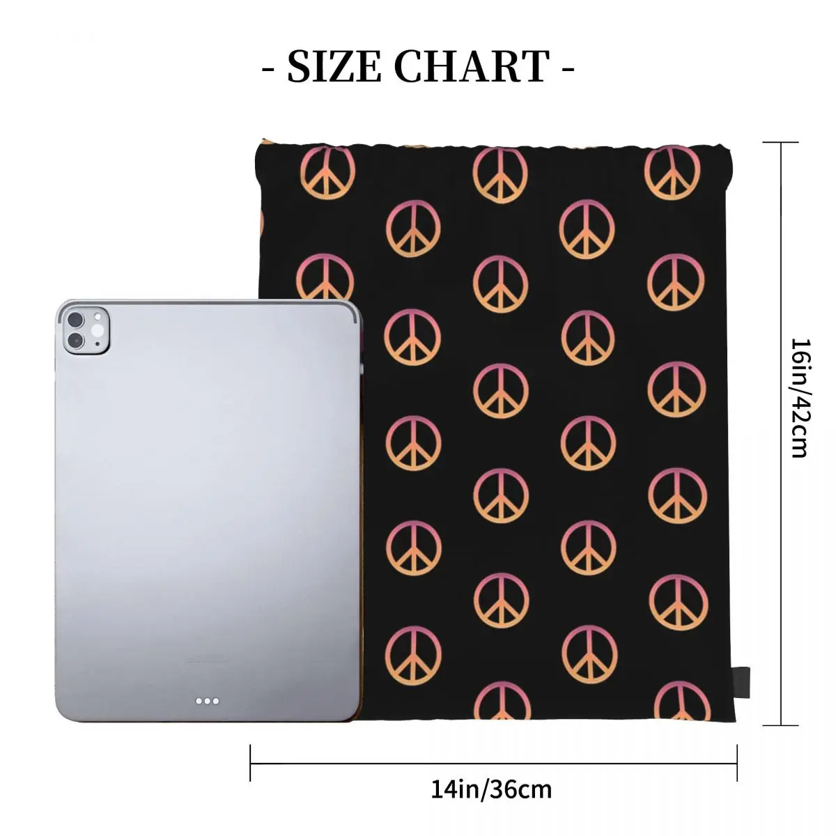 Gradiented Peace Sign Symbol Backpacks Drawstring Bags Drawstring Bundle Pocket Shoes Bag Book Bags For Man Woman Students