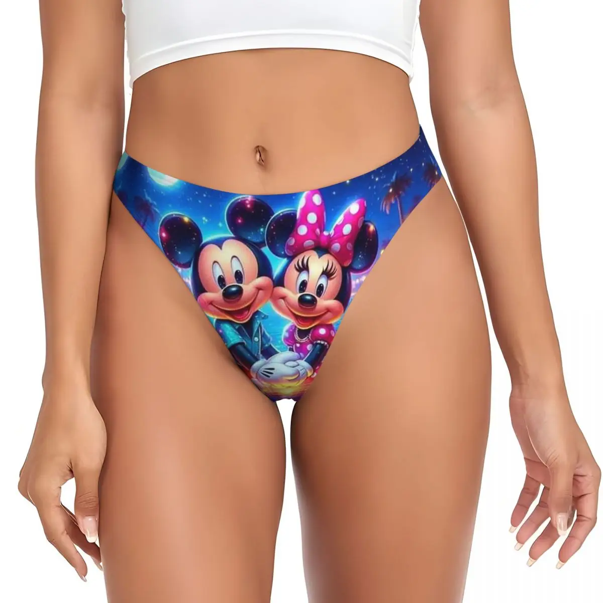 Custom Cartoon Minnie Animated G-string Panties Women\'s Comfort Thongs Underwear