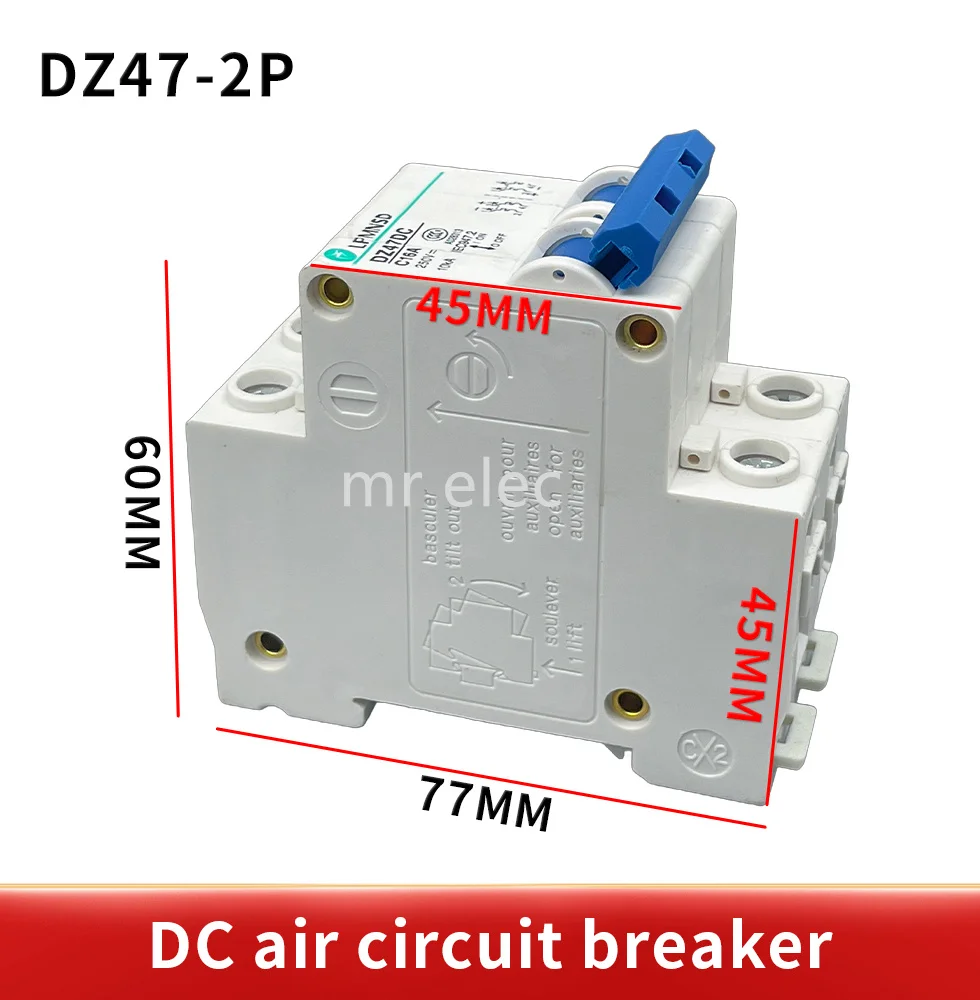DC 2P 6A 10A 16A 20A 25A 32A 40A 50A 63A Circuit breaker DC250V MCB 2 Poles Solar Energy Photovoltaic PV Mini DC Air switch