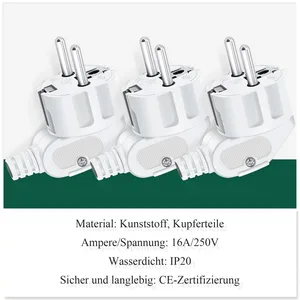 I Schuko Herren -Stecker -Ersatz, elektrisches Verlängerungskabel, rekrosen, IP44 -Stecker, 4,8 mm, 250 V, 16A, 3PCS 10 Hauptverkäufe männlicher Stecker - №4
