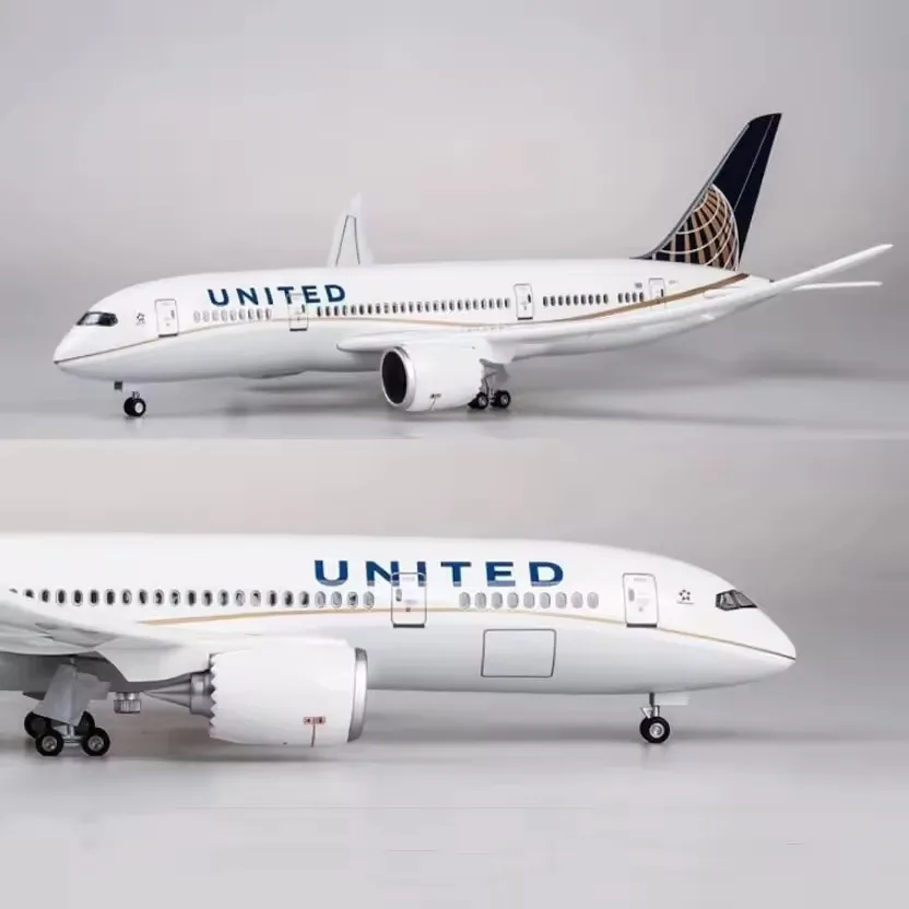 New 43cm 1/130 Scale American United Airlines Airplane 787 B787 Dreamliner Diecast Aircraft Show Wheel Light Resin Plane Model