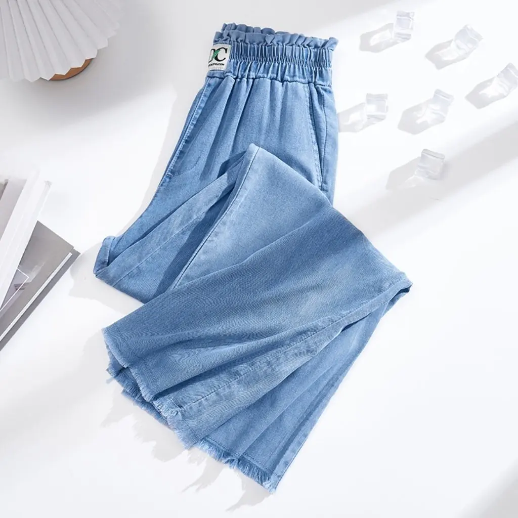 

Women's Real Jeans Slim Straight High Waist Ice Silk Wide Leg Pants Summer New Thin Look