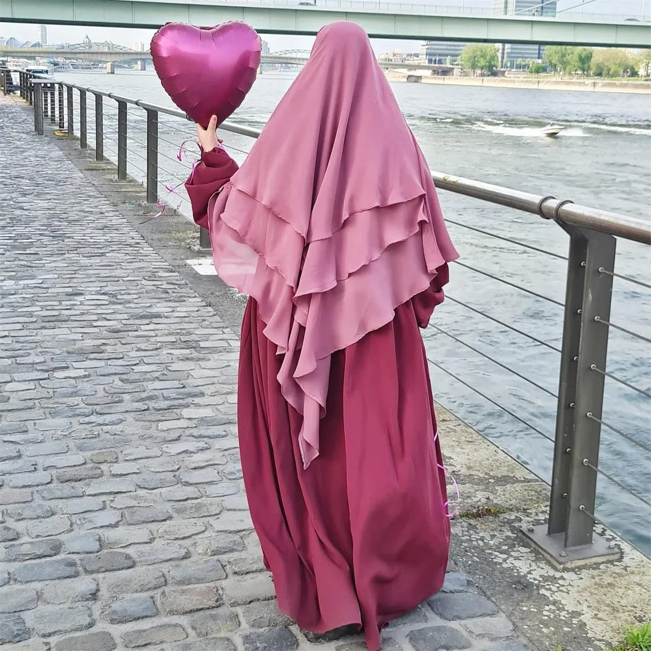 Pañuelo para la cabeza con chal árabe TURkiye, Hijab liso de tres capas de gasa, oración Khimar, Color sólido, 136x120cm