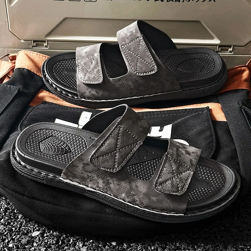 Men's Summer Casual One Strap Slippers, Simple All Match Design Soft Bottom Non Slip Male Outdoor Slides