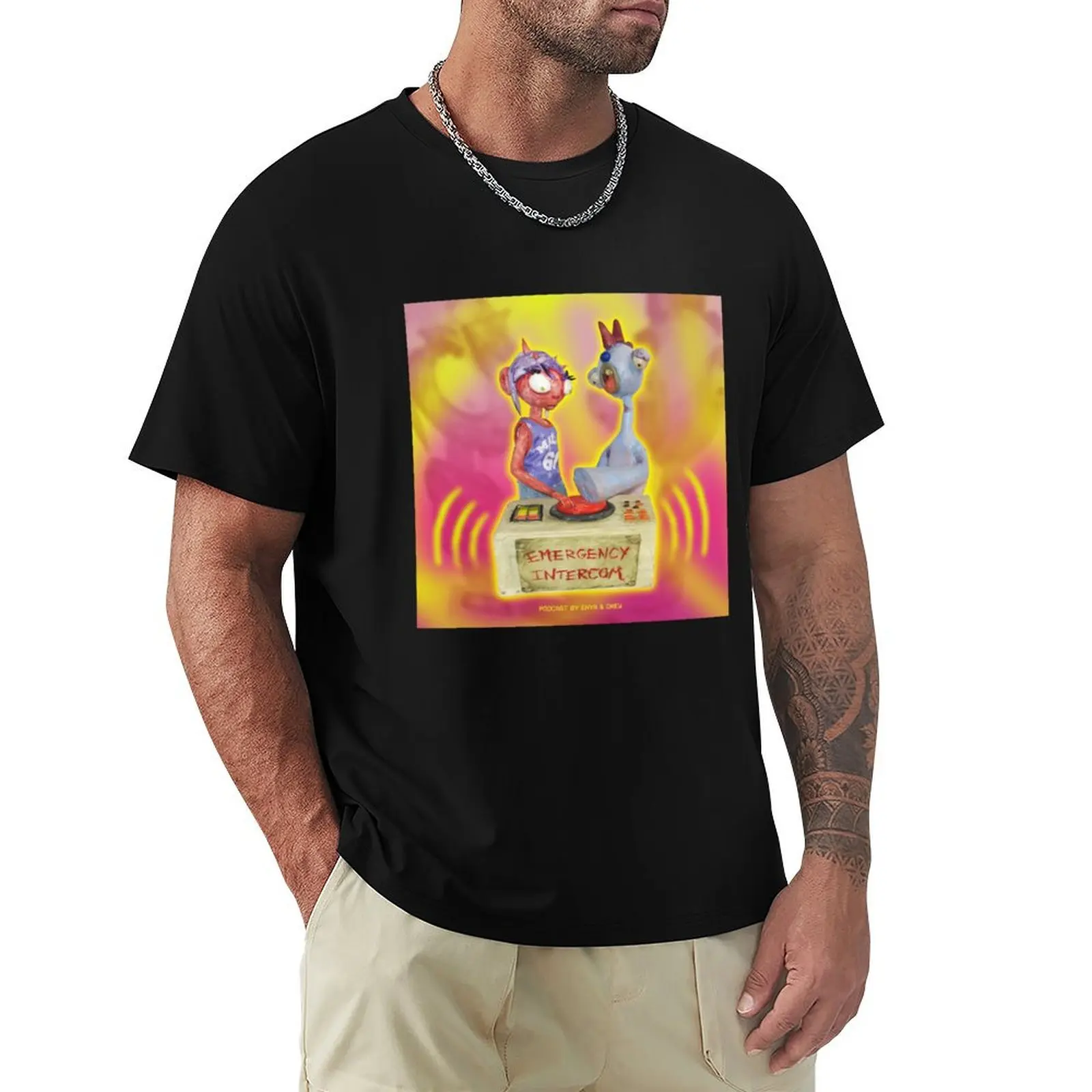 

Emergency Intercom Sticker Copy T-Shirt Man t-shirt cotton man t-shirts tops mens workout shirts