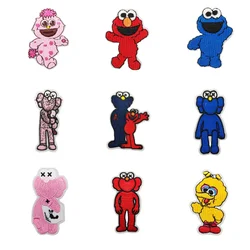 Fun Anime Sesame Street Patches COOKIE MONSTER ELMO BIG BIRD Cartoon Iron On Patches Cheap Embroidered Patches For Kids Clothes